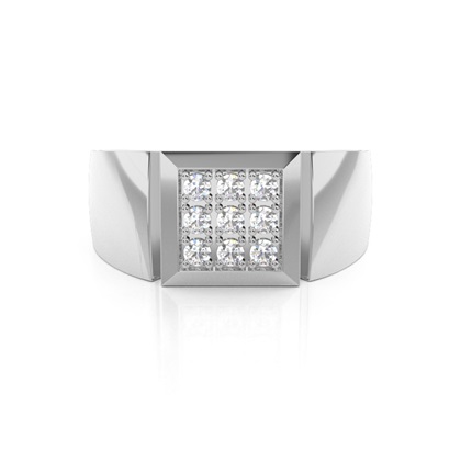 Pave Setting Round Diamond Mens Ring