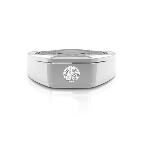 Flush Setting Round Diamond Mens Ring