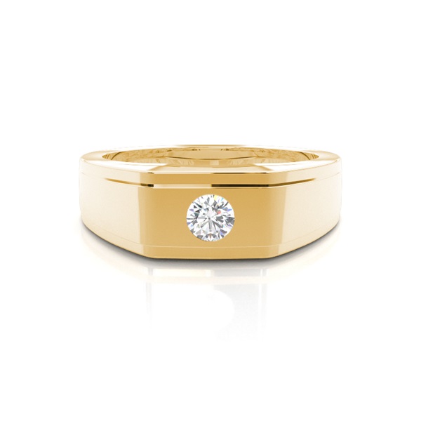 Flush Setting Round Diamond Mens Ring