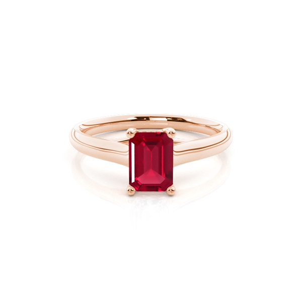 4 Prong Emerald Shaped Ruby Engagement Ring