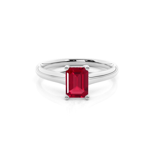 4 Prong Emerald Shaped Ruby Engagement Ring