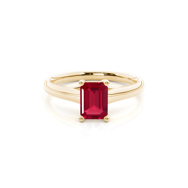4 Prong Emerald Shaped Ruby Engagement Ring