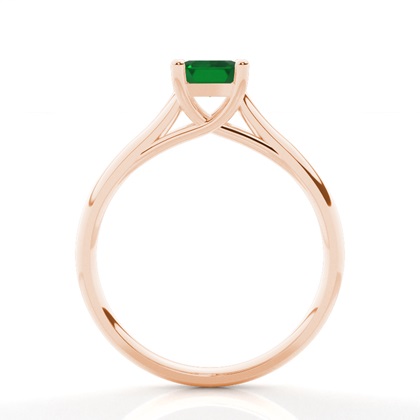 Smaragd-Verlobungsring mit 4 Zinken in Smaragdform