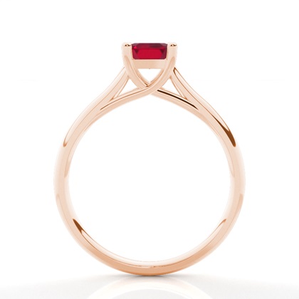 Smaragdförmiger Rubin-Verlobungsring mit 4 Zinken