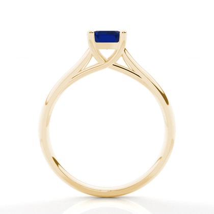 4-Stift-Verlobungsring in Smaragdform mit blauem Saphir