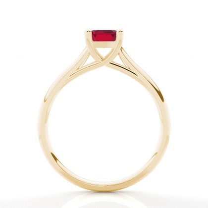 Smaragdförmiger Rubin-Verlobungsring mit 4 Zinken