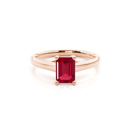 4 Prong Emerald Shaped Ruby Engagement Ring