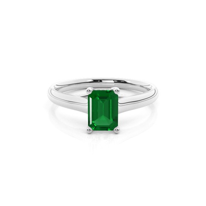 4 Prong Emerald Shaped Emerald Engagement Ring