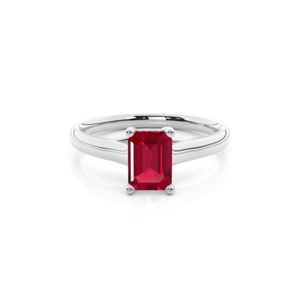 4 Prong Emerald Shaped Ruby Engagement Ring