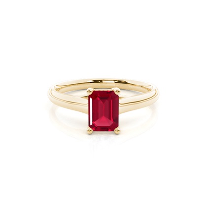 4 Prong Emerald Shaped Ruby Engagement Ring