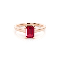 4 Prong Emerald Shaped Ruby Engagement Ring