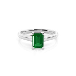 4 Prong Emerald Shaped Emerald Engagement Ring