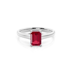 4 Prong Emerald Shaped Ruby Engagement Ring