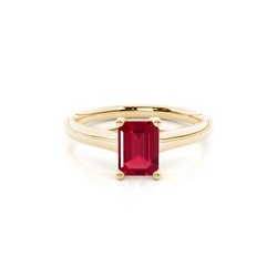 4 Prong Emerald Shaped Ruby Engagement Ring
