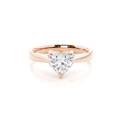 Heart Rose Gold Solitaire Diamond Rings