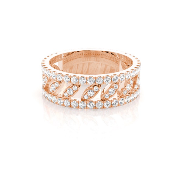 4 Prong & Pave Setting Round Diamond Fashion Ring