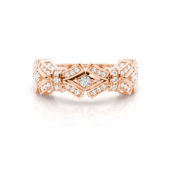 2 Prong & Pave Setting Round Diamond Fashion Ring