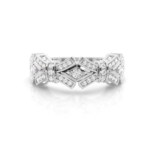 2 Prong & Pave Setting Round Diamond Fashion Ring