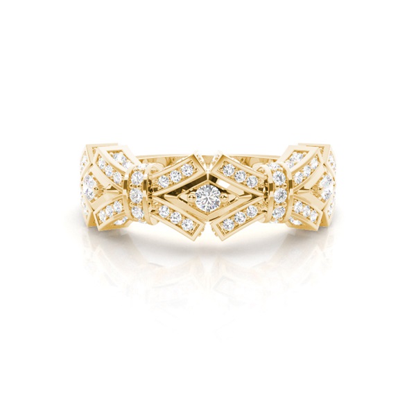 2 Prong & Pave Setting Round Diamond Fashion Ring