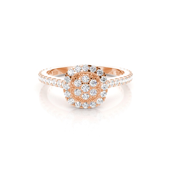 4 Prong & Full Bezel Setting Round Diamond Cluster Ring