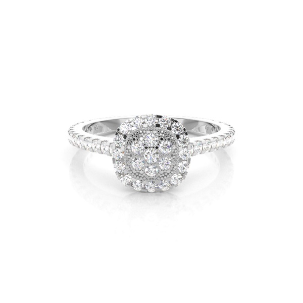 4 Prong & Full Bezel Setting Round Diamond Cluster Ring