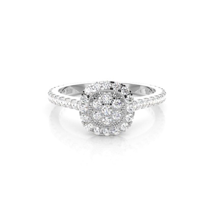 4 Prong & Full Bezel Setting Round Diamond Cluster Ring