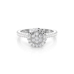 Runder Diamant Cluster Ring in einer Krappen und Zargen Fassung
