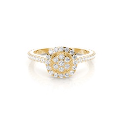Runder Diamant Cluster Ring in einer Krappen und Zargen Fassung