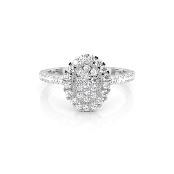 4 Prong & Full Bezel Setting Round Diamond Cluster Ring