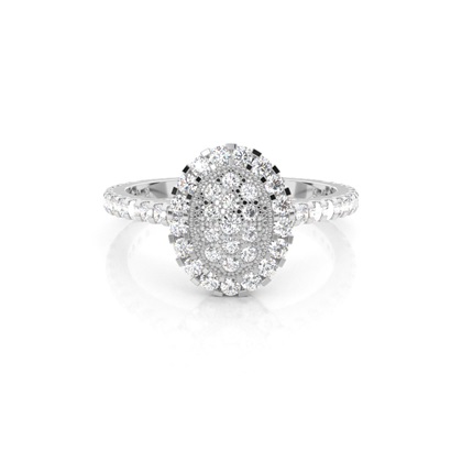 4 Prong & Full Bezel Setting Round Diamond Cluster Ring