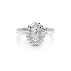 Runder Diamant Cluster Ring in einer Krappen und Zargen Fassung