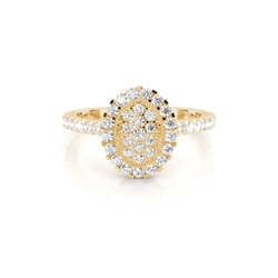 Runder Diamant Cluster Ring in einer Krappen und Zargen Fassung