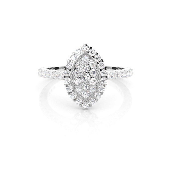4 Prong & Full Bezel Setting Round Diamond Cluster Ring