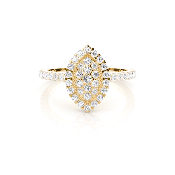 4 Prong & Full Bezel Setting Round Diamond Cluster Ring