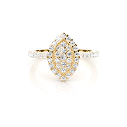 Round Yellow Gold Cluster Diamond Engagement Rings