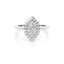 Runder Diamant Cluster Ring in einer Krappen und Zargen Fassung
