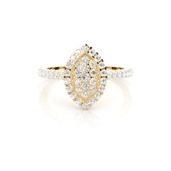 Runder Diamant Cluster Ring in einer Krappen und Zargen Fassung