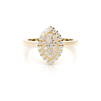 Round Yellow Gold Cluster Diamond Engagement Rings
