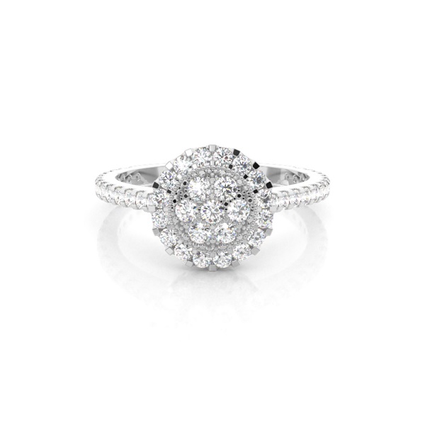 4 Prong & Full Bezel Setting Round Diamond Cluster Ring
