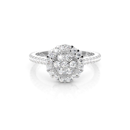 4 Prong & Full Bezel Setting Round Diamond Cluster Ring