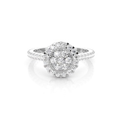 Runder Diamant Cluster Ring in einer Krappen und Zargen Fassung