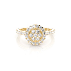 Runder Diamant Cluster Ring in einer Krappen und Zargen Fassung