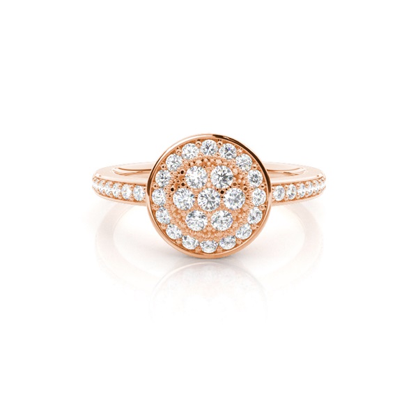 Pave Setting Round Diamond Cluster Ring