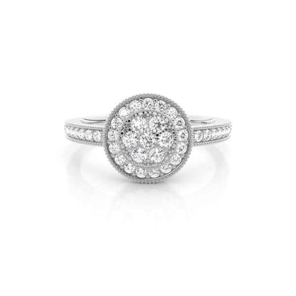 Pave Setting Round Diamond Cluster Ring
