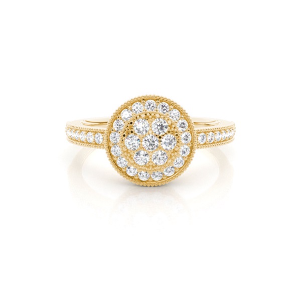 Pave Setting Round Diamond Cluster Ring