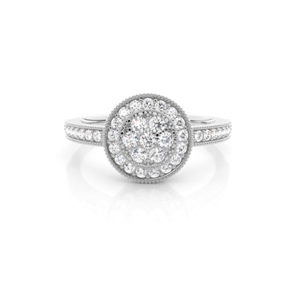 Pave Setting Round Diamond Cluster Ring