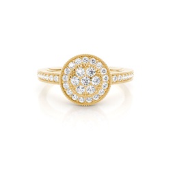 Runder Diamant Cluster Ring in einer Pavefassung