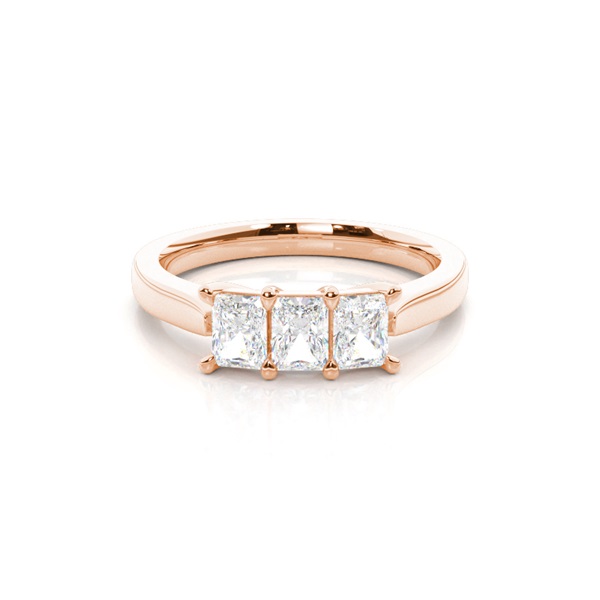 4 Prong Setting Plain Three Stone Ring