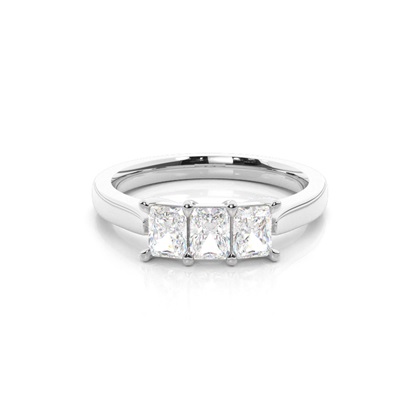 4 Prong Setting Plain Three Stone Ring