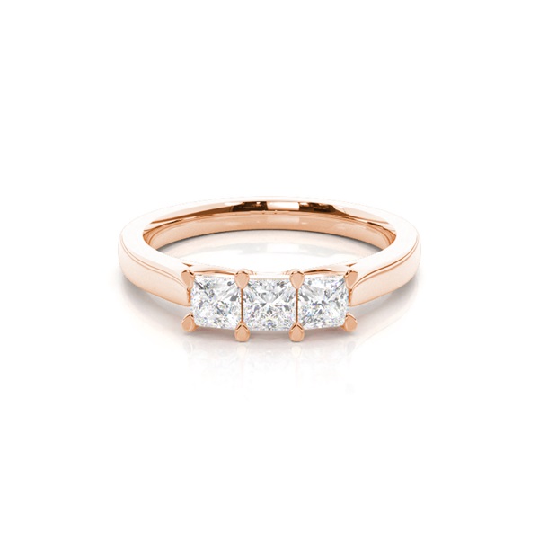 4 Prong Setting Plain Three Stone Ring